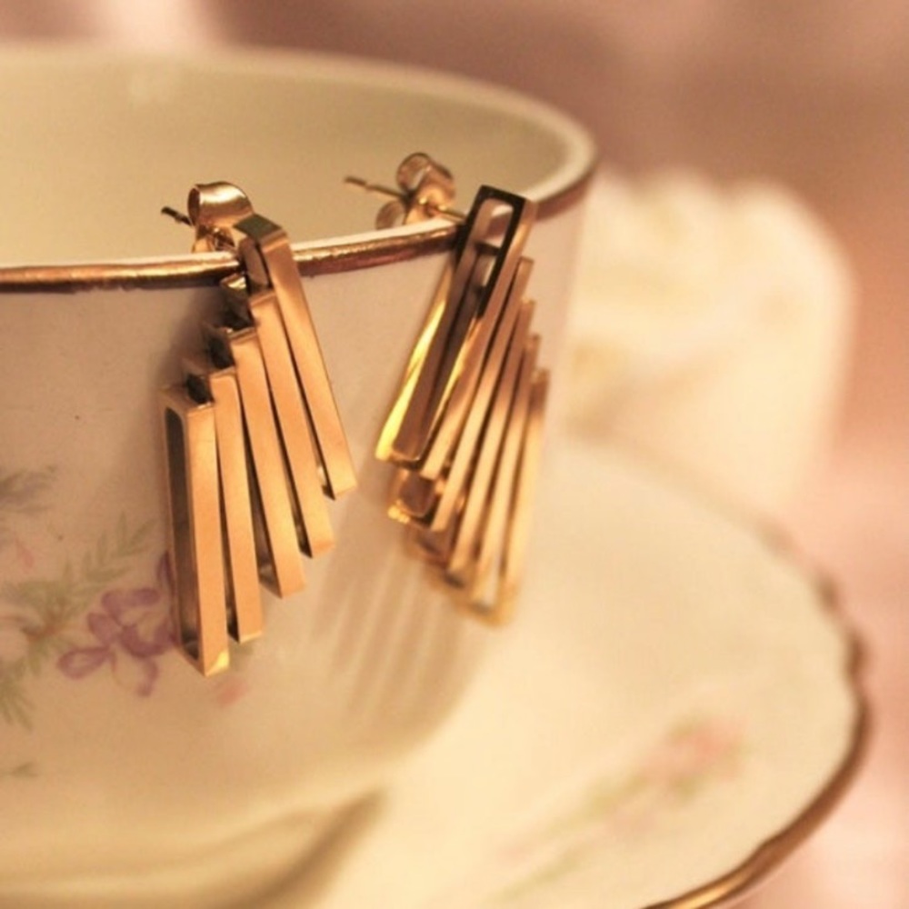 18k gold plated Art Deco style earrings